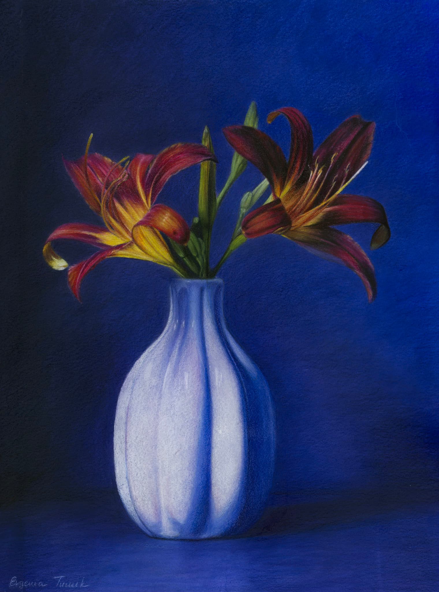 Lilies on Blue