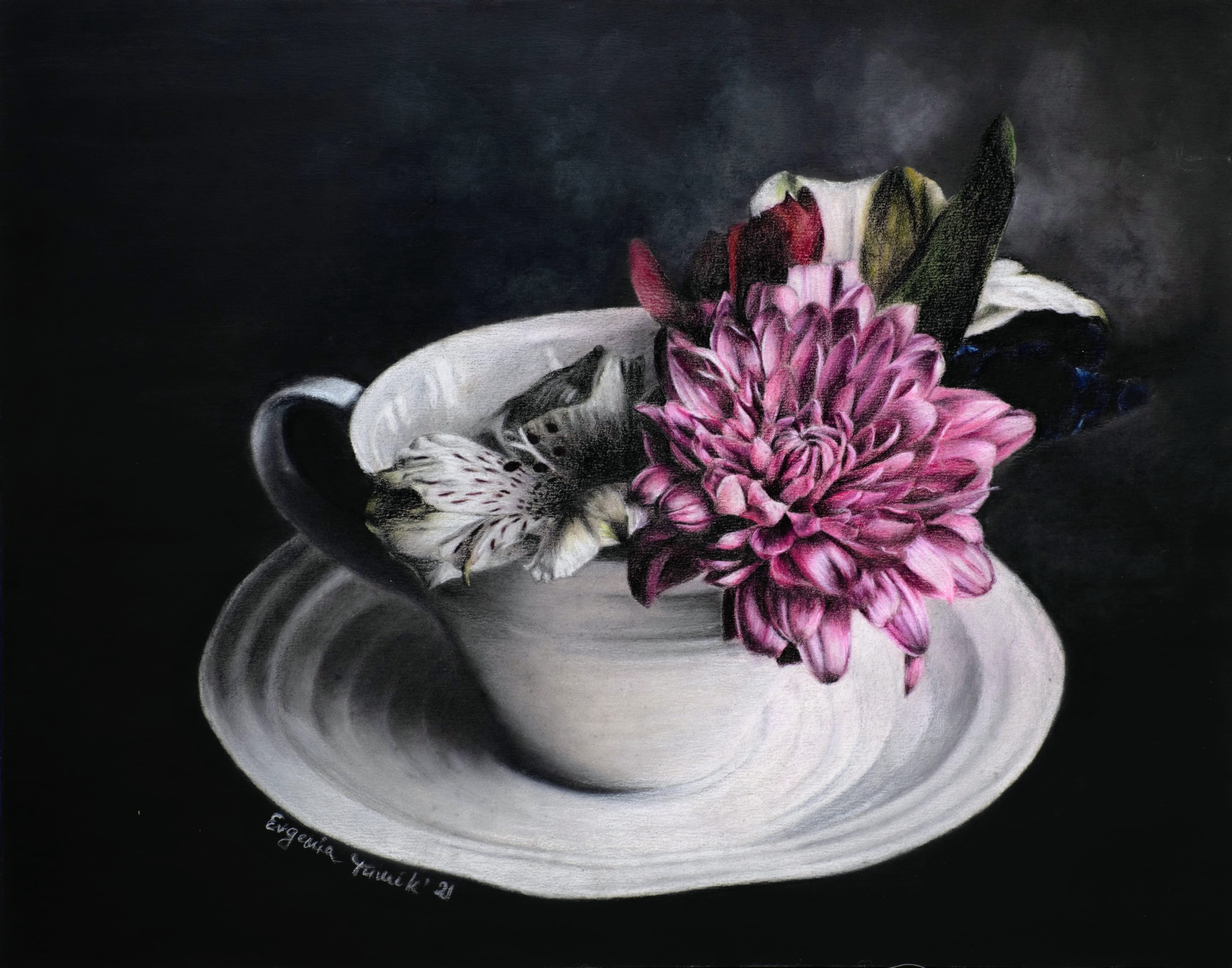 Flowers in a Coffee Cup